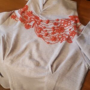 Moth Gray and Orange Cowl Neck Sweater